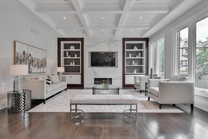 Home office with an expansive picture window